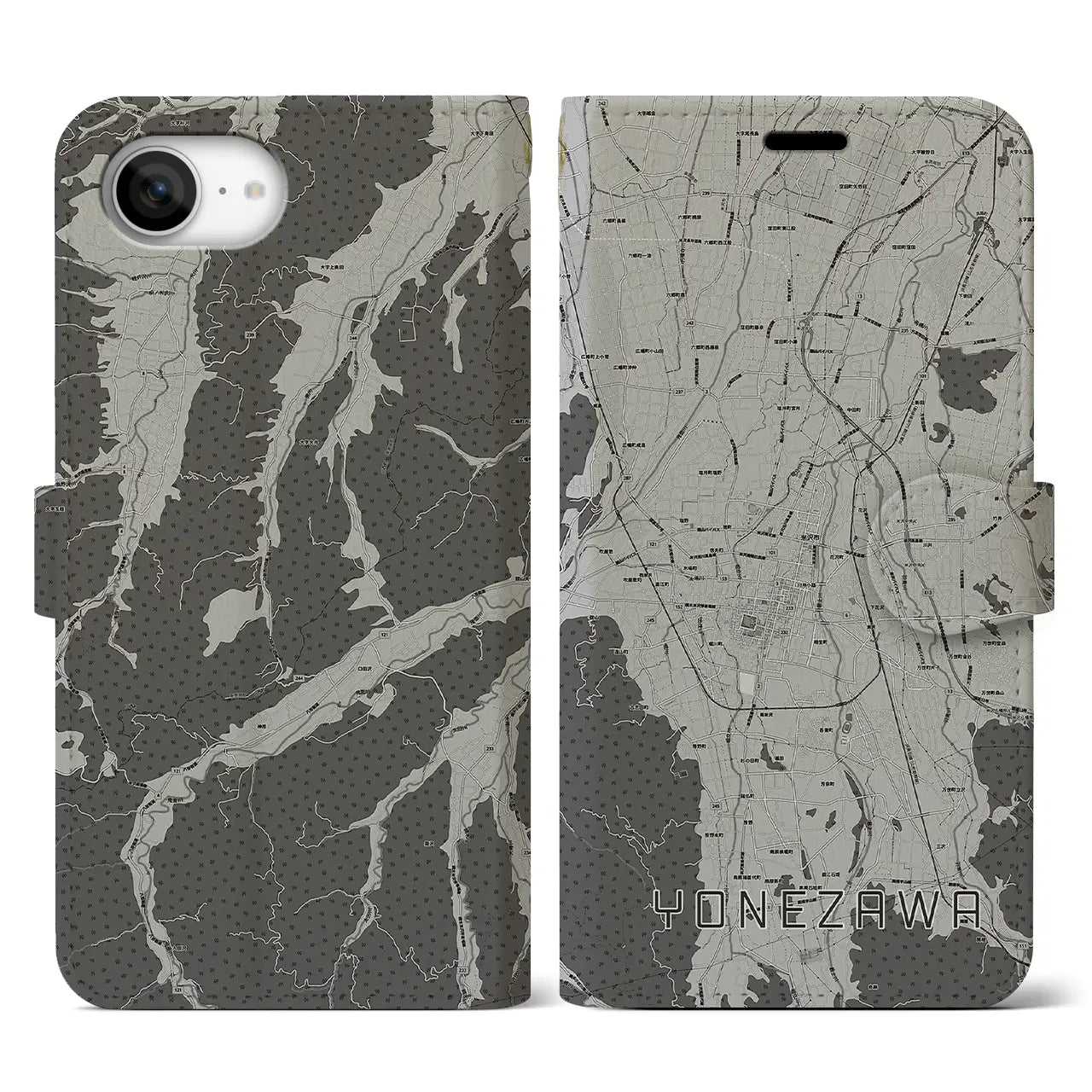 【米沢(山形県)】地図柄iPhoneケース(手帳タイプ)