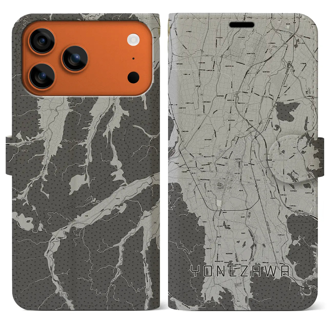 【米沢(山形県)】地図柄iPhoneケース(手帳タイプ)