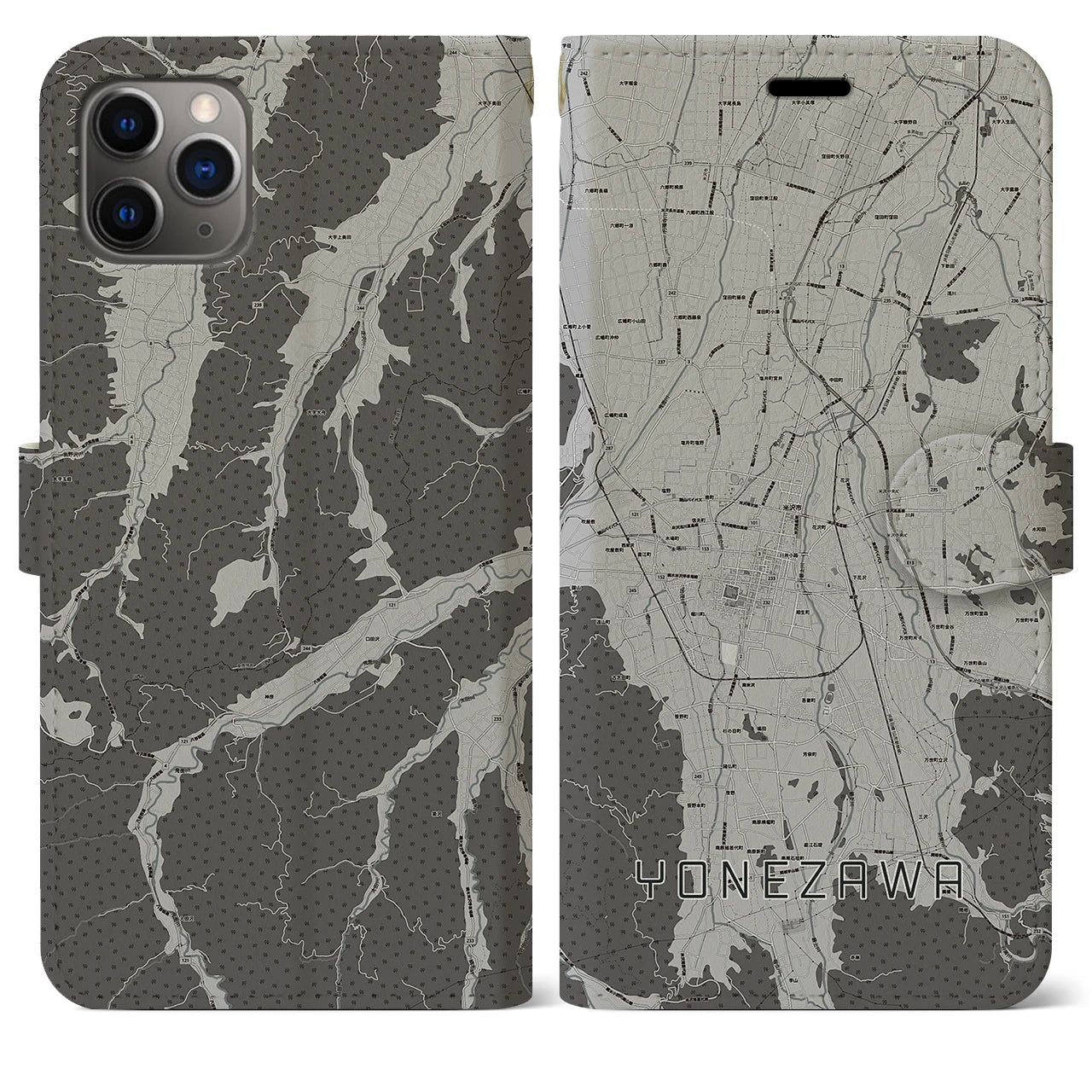 【米沢(山形県)】地図柄iPhoneケース(手帳タイプ)