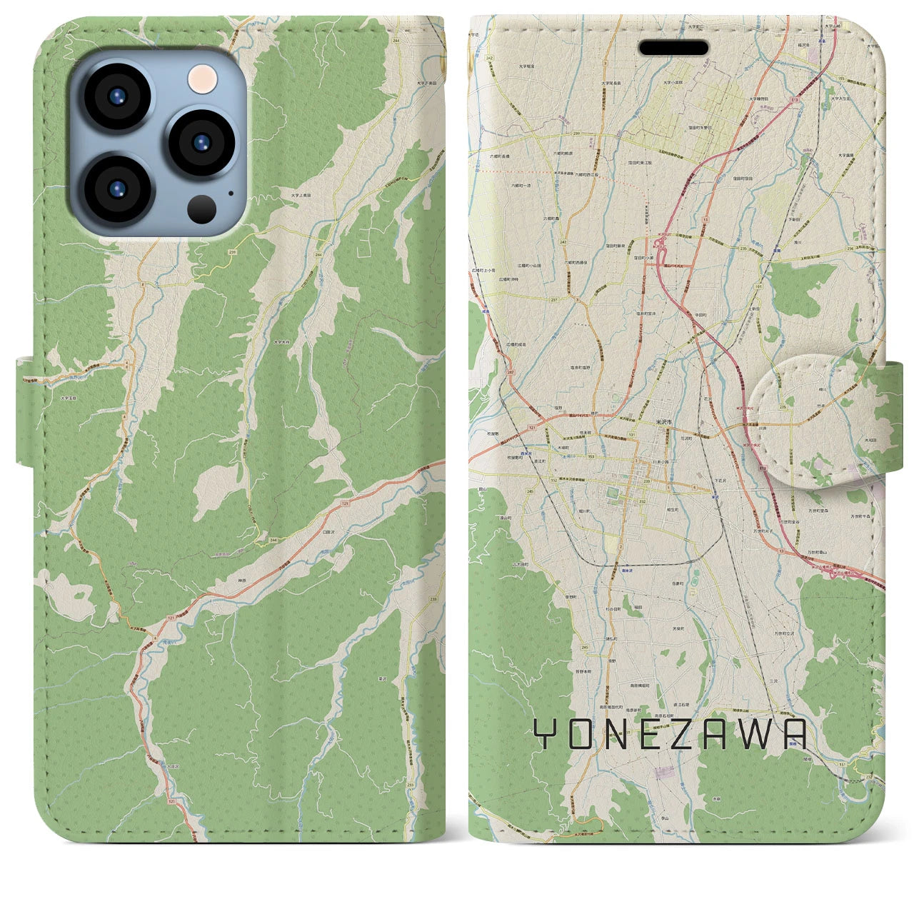 【米沢(山形県)】地図柄iPhoneケース(手帳タイプ)