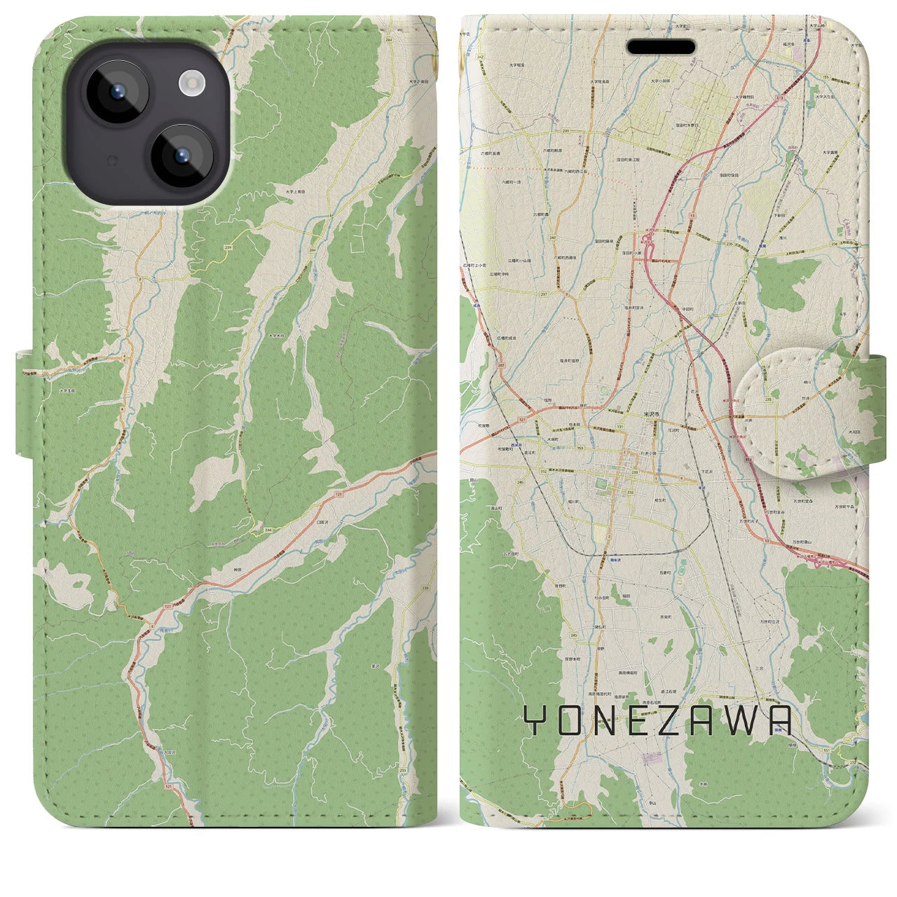 【米沢(山形県)】地図柄iPhoneケース(手帳タイプ)