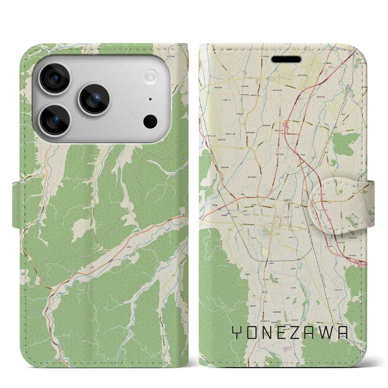 【米沢(山形県)】地図柄iPhoneケース(手帳タイプ)