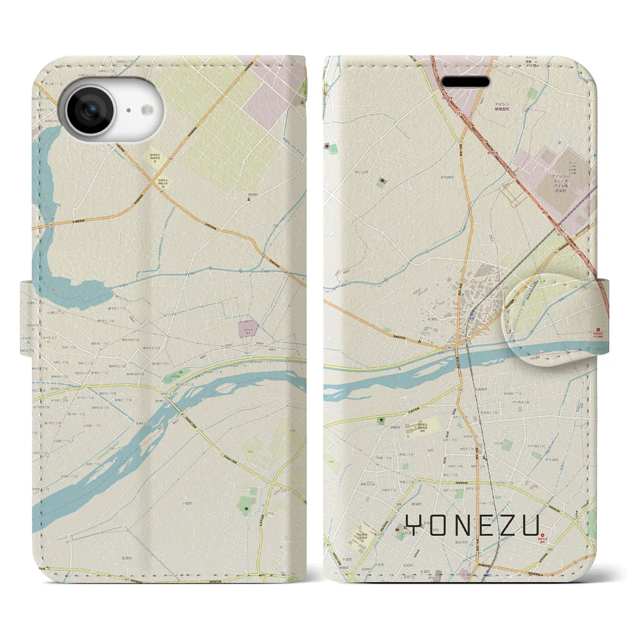 【米津(愛知県)】地図柄iPhoneケース(手帳タイプ)