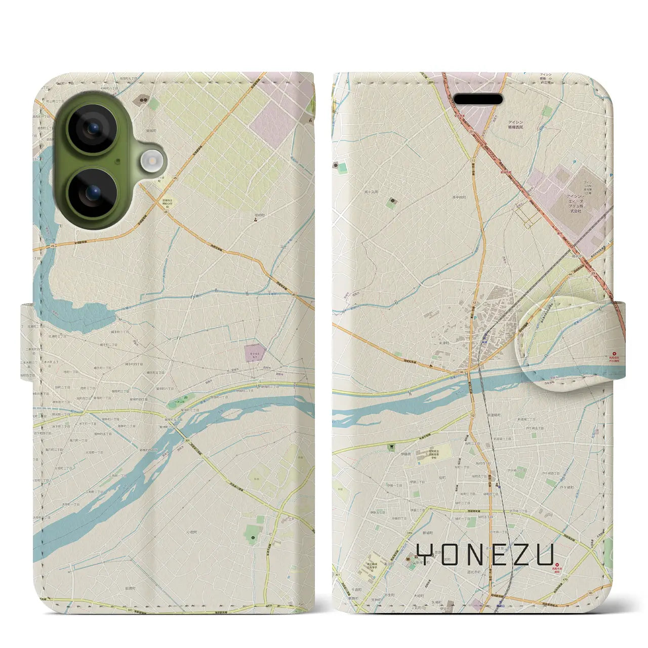 【米津(愛知県)】地図柄iPhoneケース(手帳タイプ)