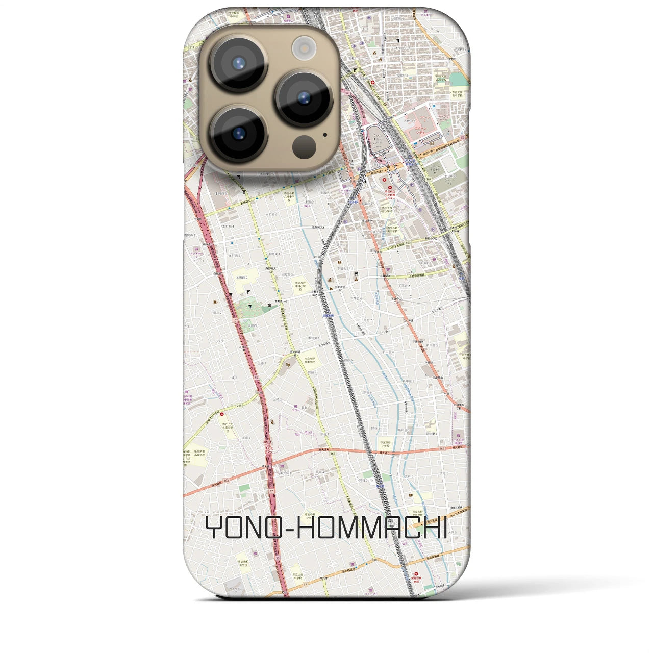 【与野本町(埼玉県)】地図柄iPhoneケース(バックカバータイプ)