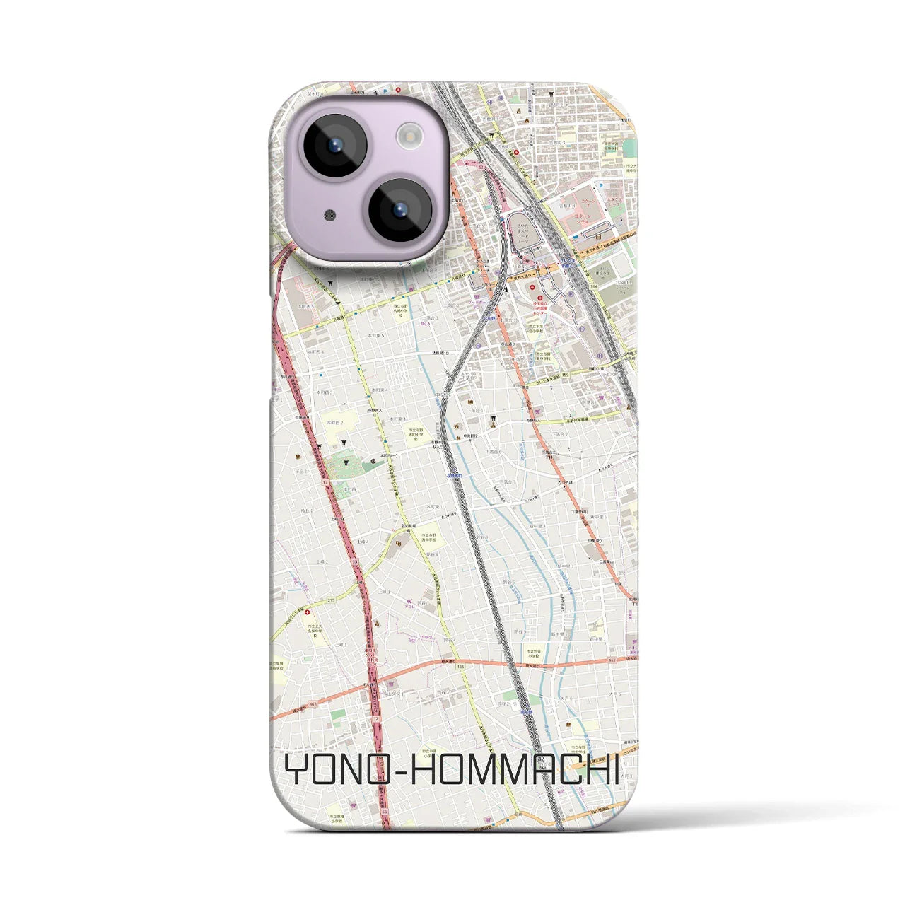【与野本町(埼玉県)】地図柄iPhoneケース(バックカバータイプ)