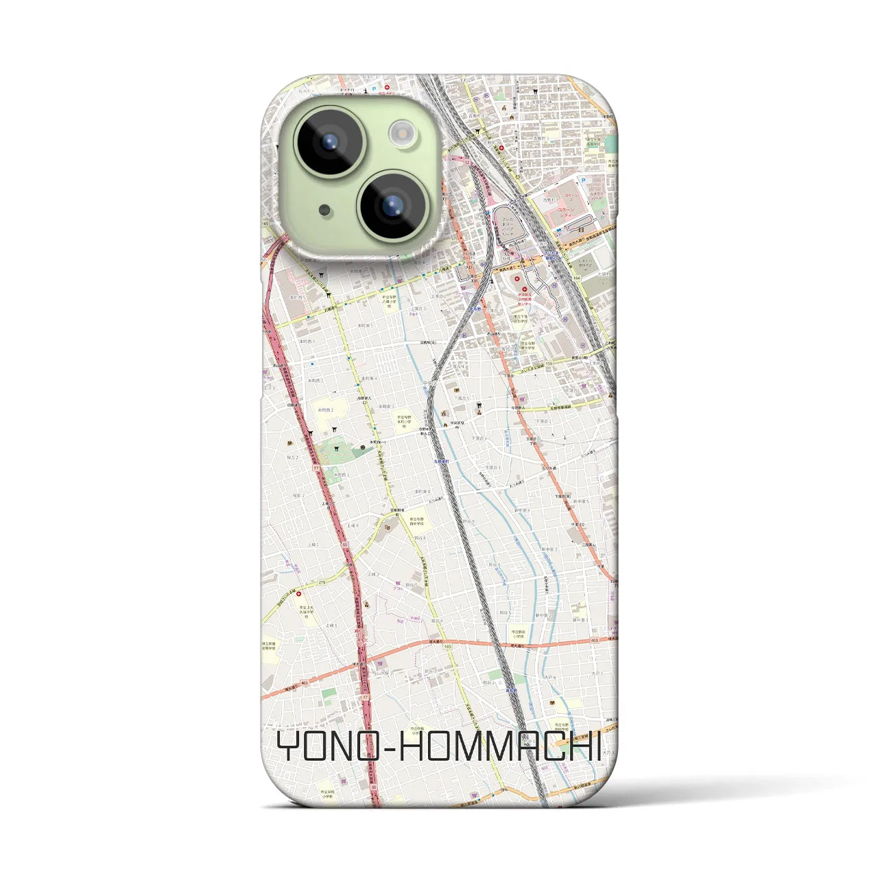 【与野本町(埼玉県)】地図柄iPhoneケース(バックカバータイプ)