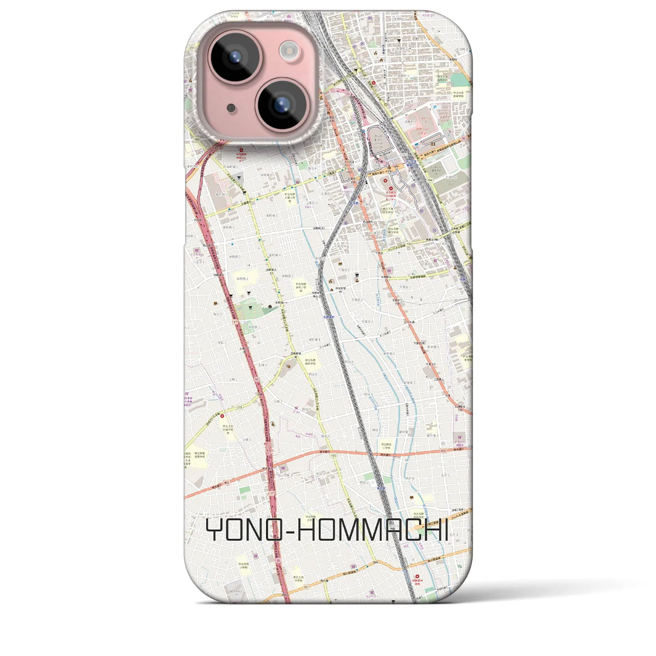 【与野本町(埼玉県)】地図柄iPhoneケース(バックカバータイプ)