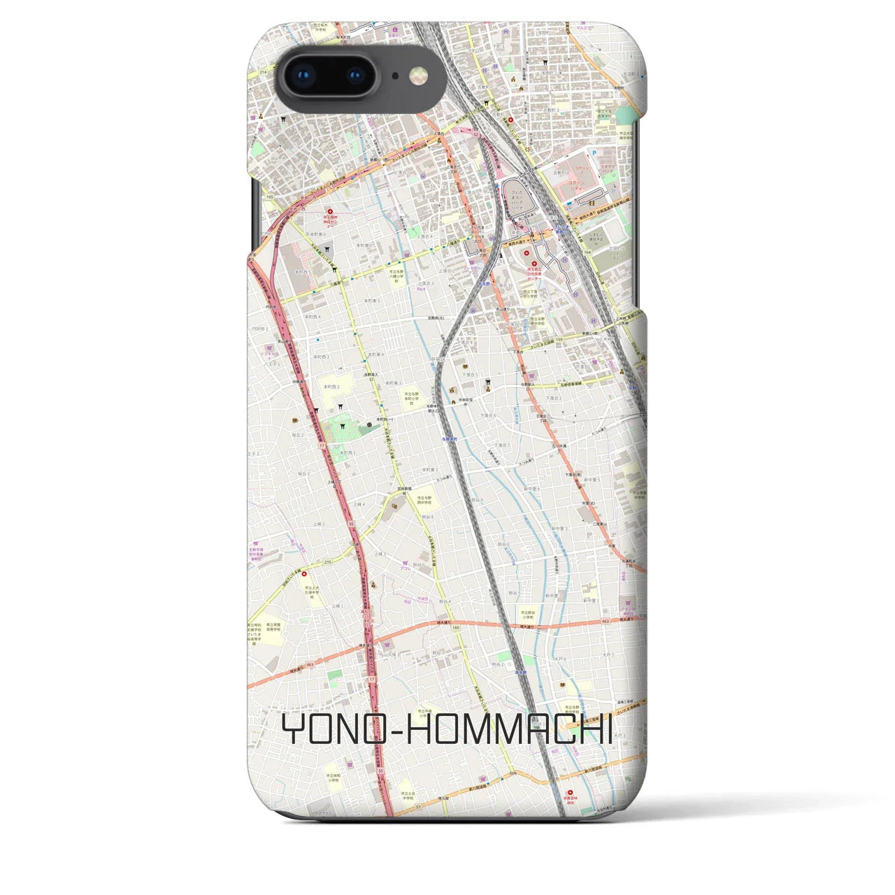 【与野本町(埼玉県)】地図柄iPhoneケース(バックカバータイプ)