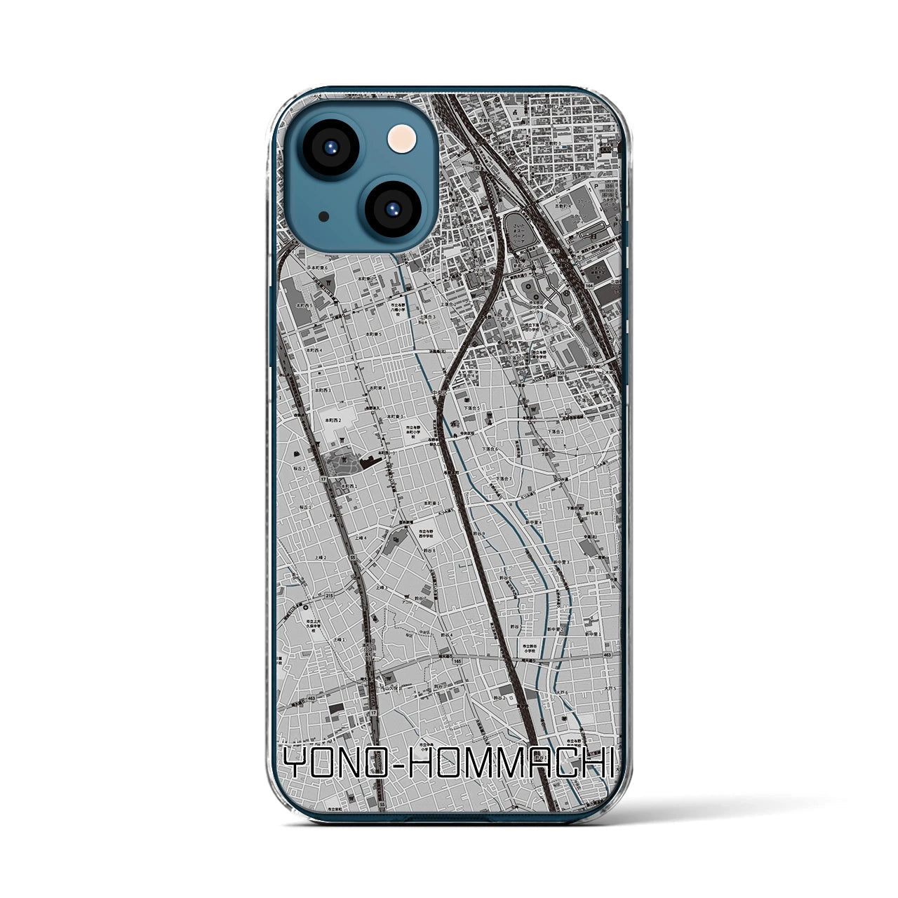 【与野本町(埼玉県)】地図柄iPhoneケース(クリアタイプ)