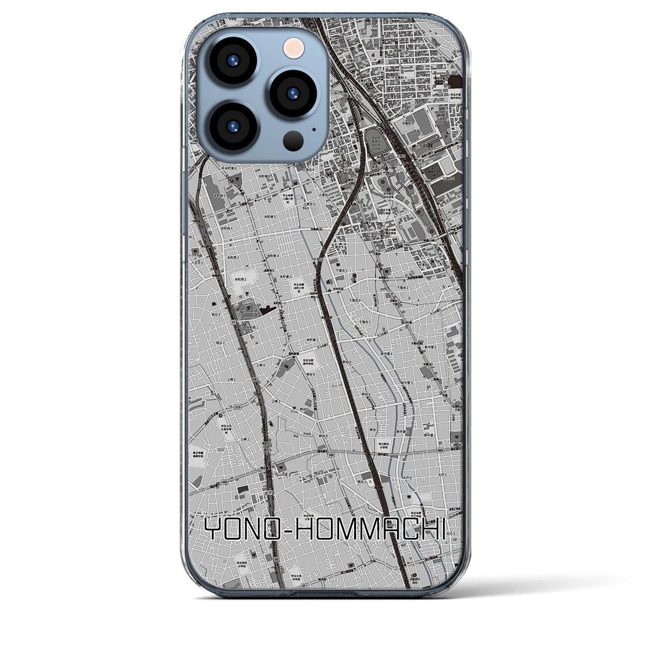 【与野本町(埼玉県)】地図柄iPhoneケース(クリアタイプ)