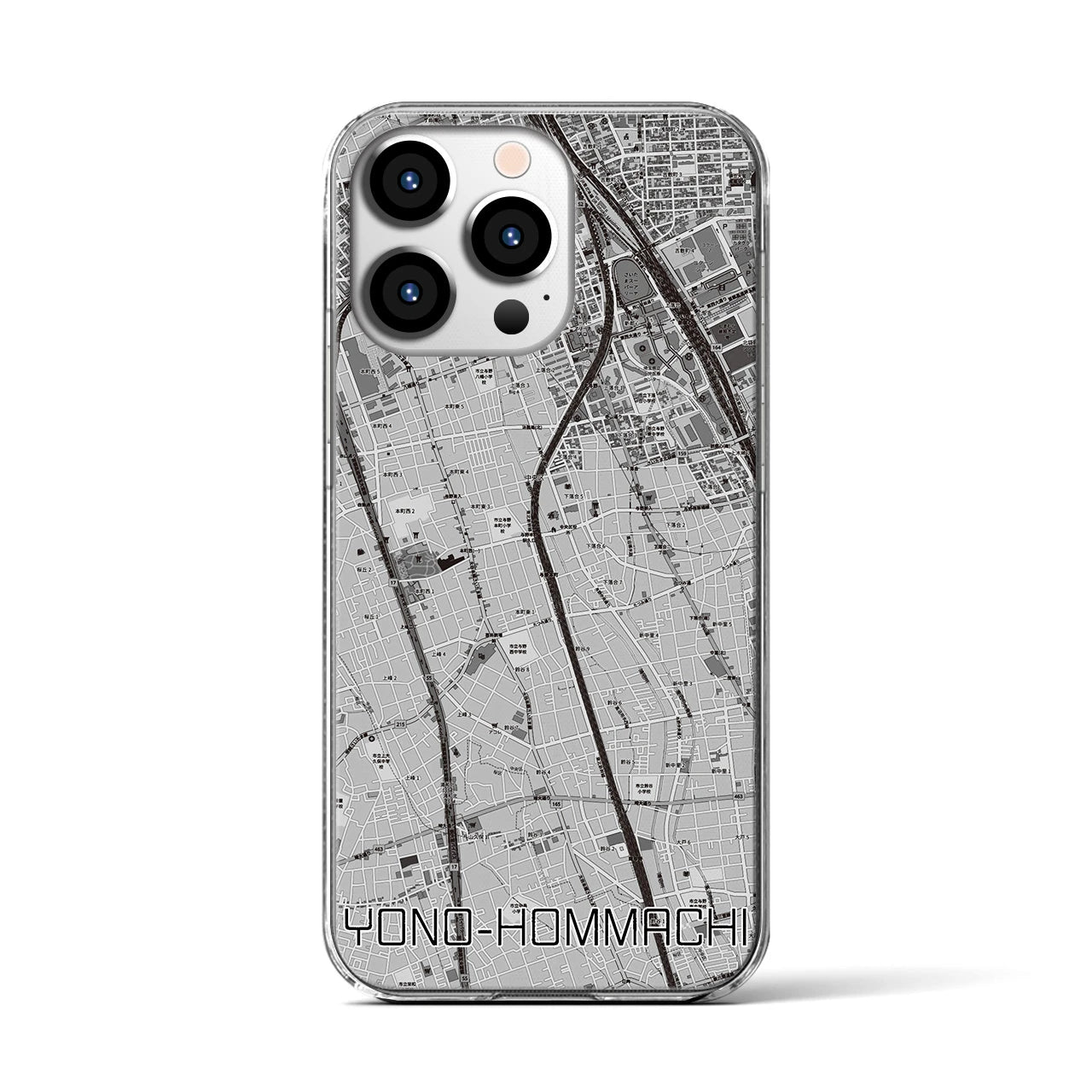 【与野本町(埼玉県)】地図柄iPhoneケース(クリアタイプ)