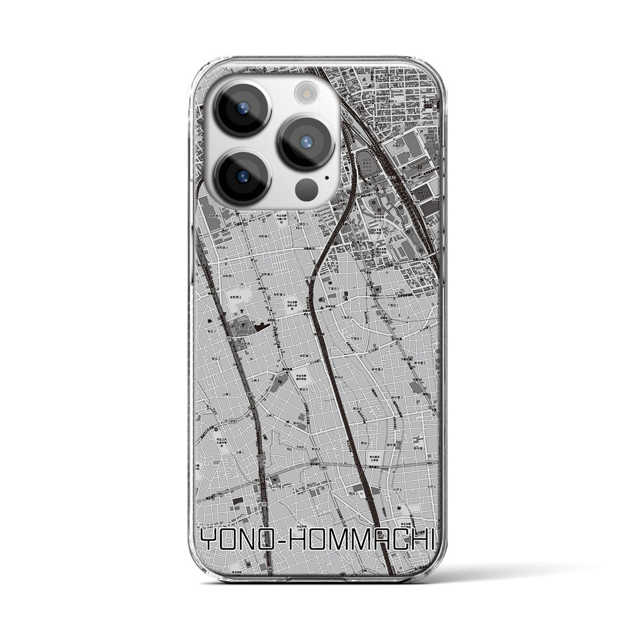 【与野本町(埼玉県)】地図柄iPhoneケース(クリアタイプ)