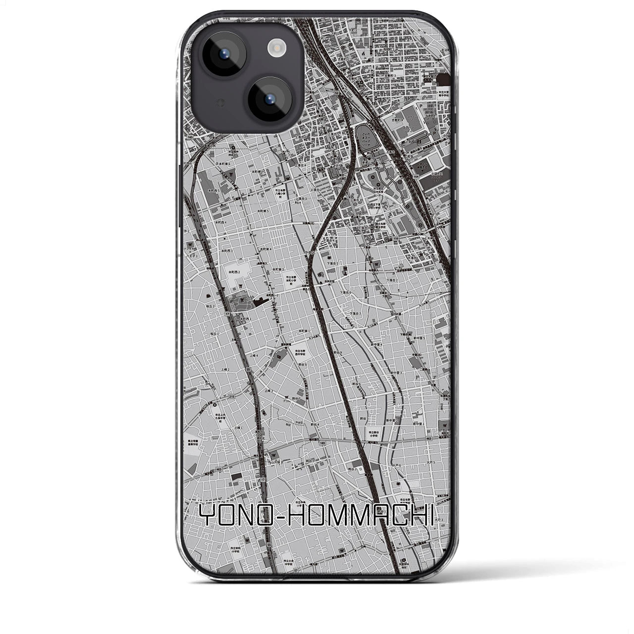 【与野本町(埼玉県)】地図柄iPhoneケース(クリアタイプ)