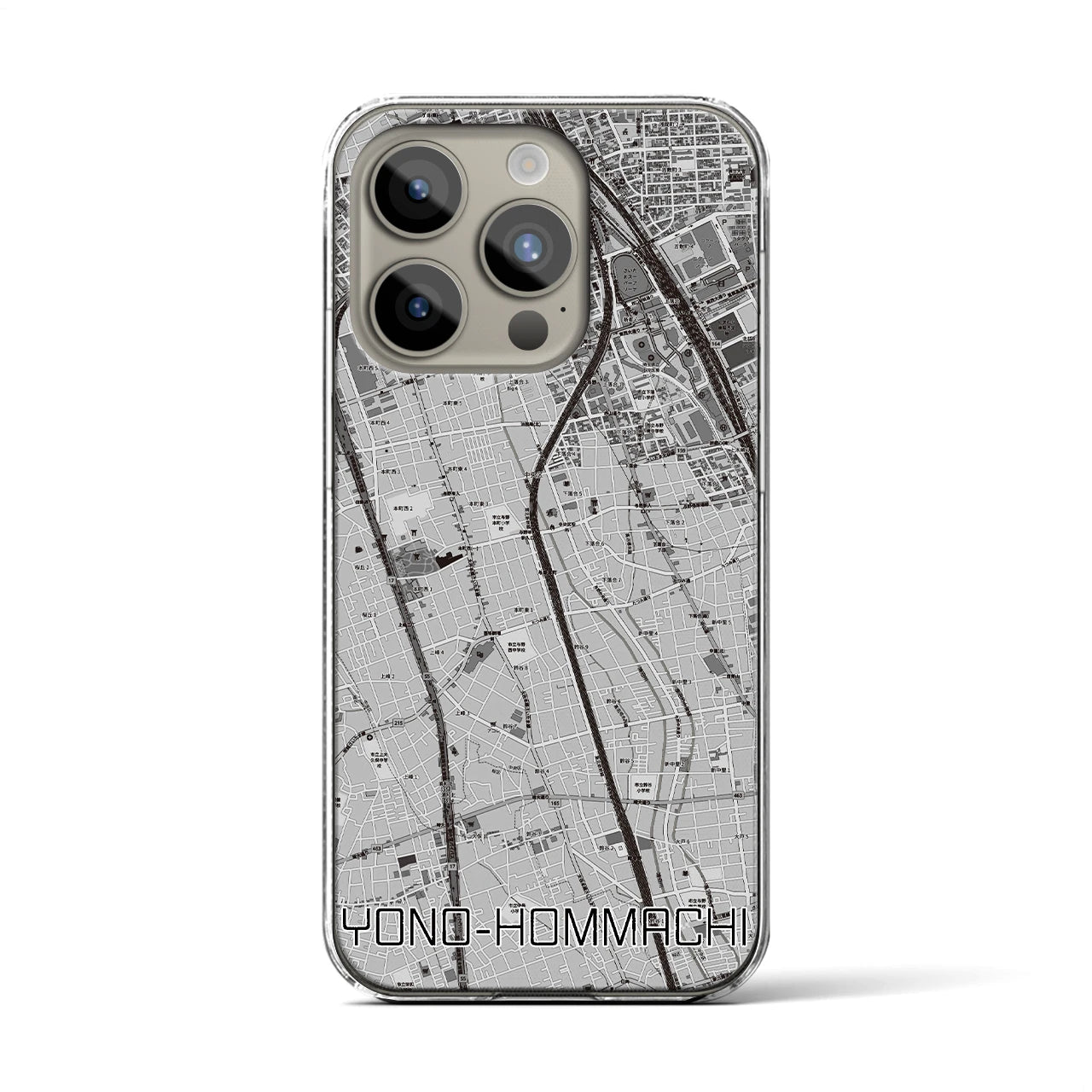 【与野本町(埼玉県)】地図柄iPhoneケース(クリアタイプ)