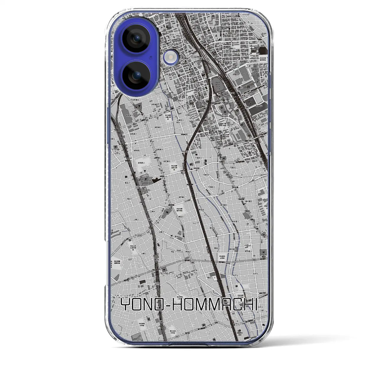 【与野本町(埼玉県)】地図柄iPhoneケース(クリアタイプ)