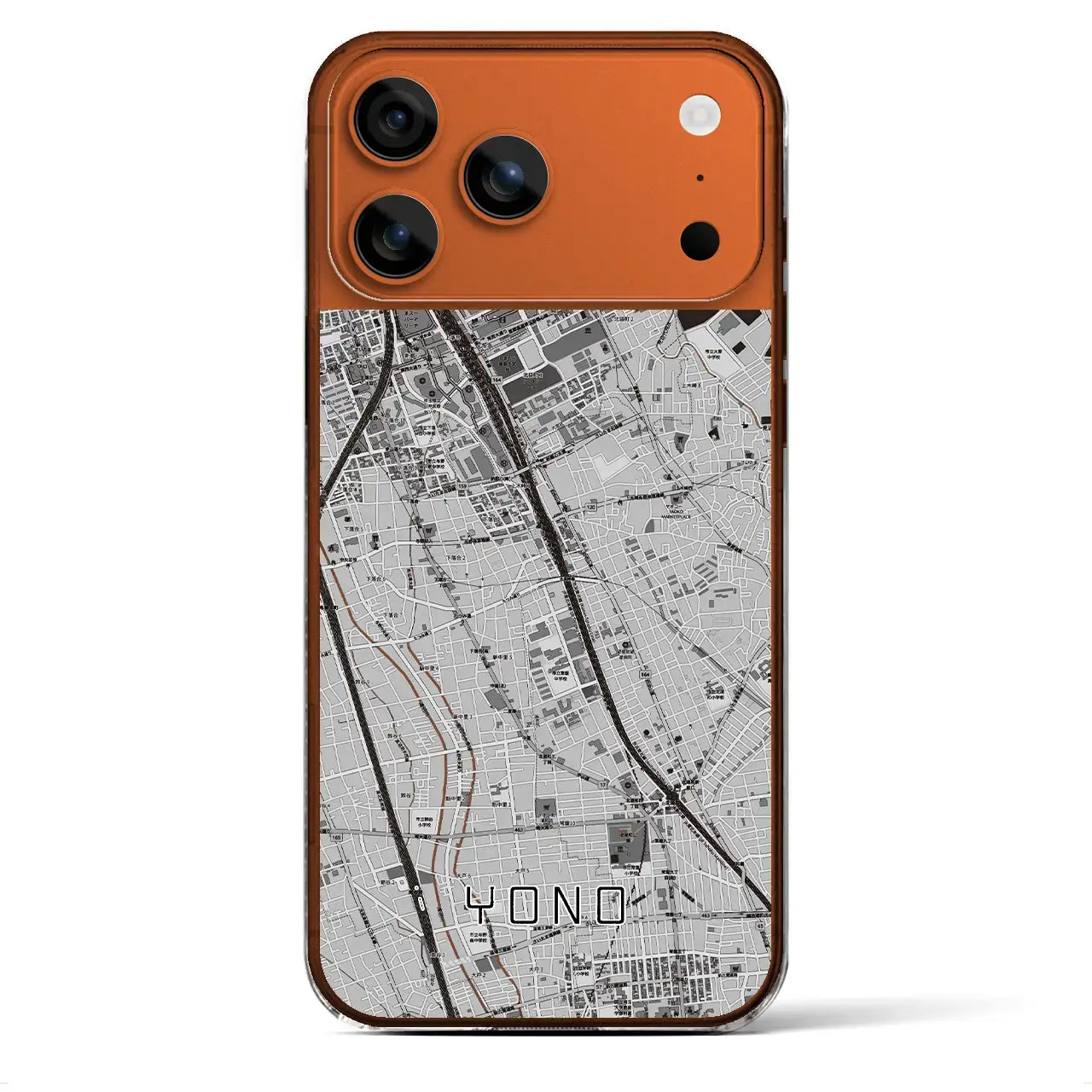 【与野(埼玉県)】地図柄iPhoneケース(クリアタイプ)モノトーン・iPhone 17 Pro Max 用