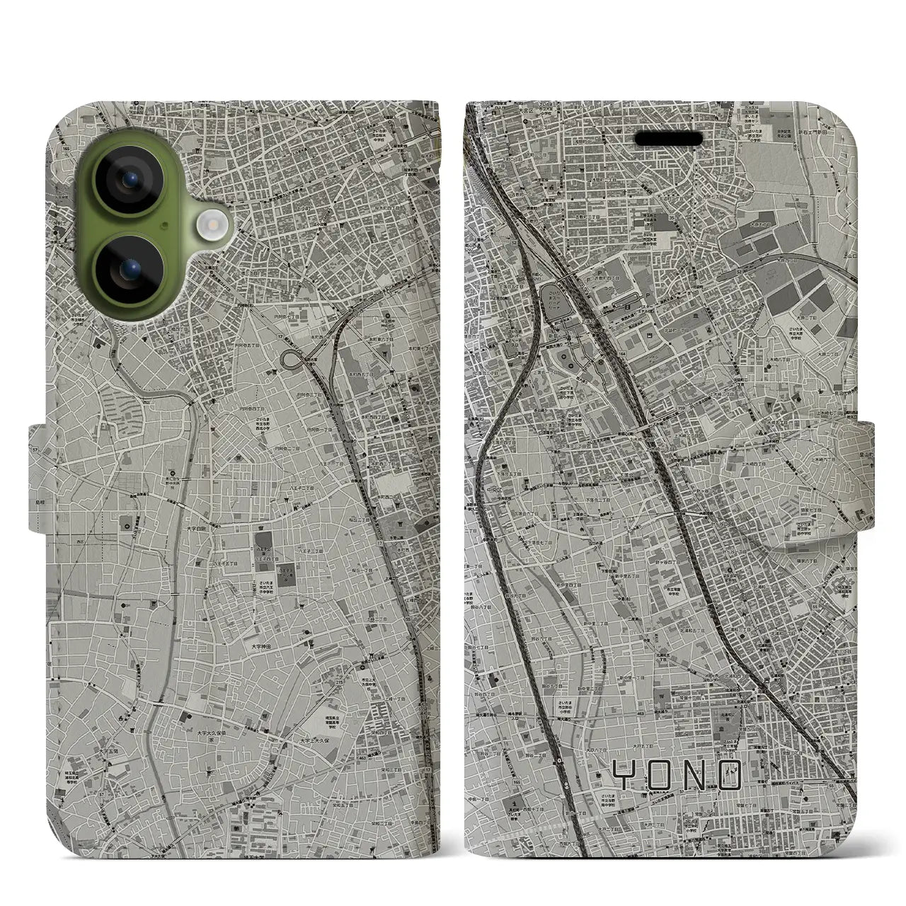 【与野(埼玉県)】地図柄iPhoneケース(手帳タイプ)