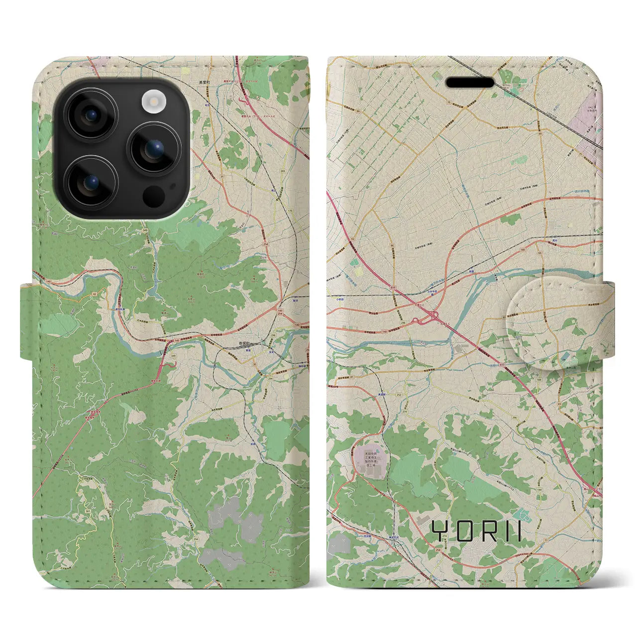 【寄居(埼玉県)】地図柄iPhoneケース(手帳タイプ)ナチュラル・iPhone 16 用