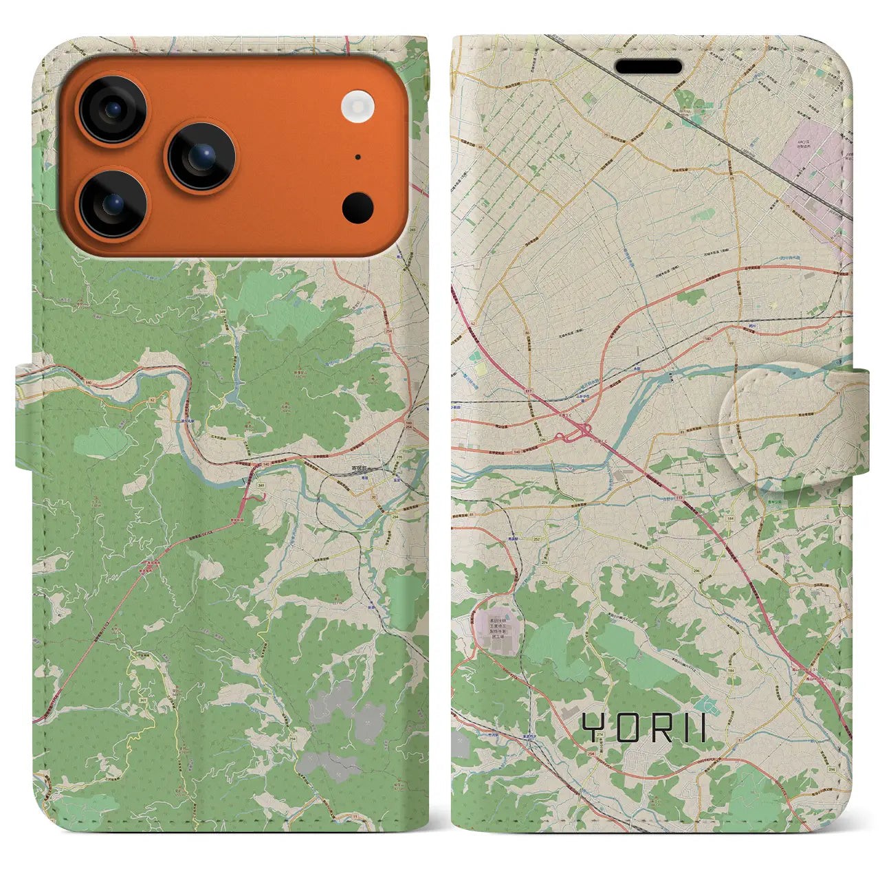 【寄居(埼玉県)】地図柄iPhoneケース(手帳タイプ)ナチュラル・iPhone 17 Pro Max 用