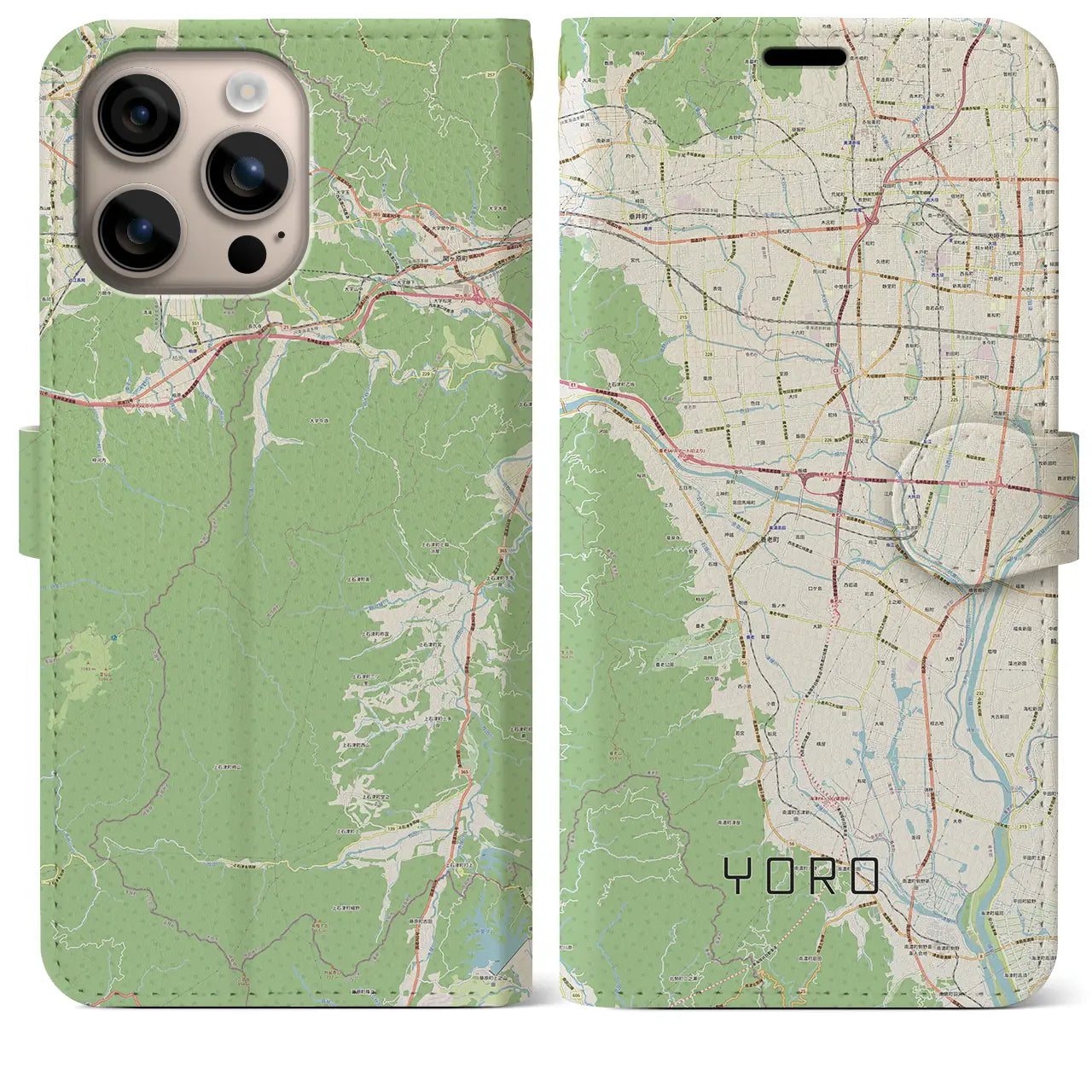 【養老(岐阜県)】地図柄iPhoneケース(手帳タイプ)ナチュラル・iPhone 16 Plus 用