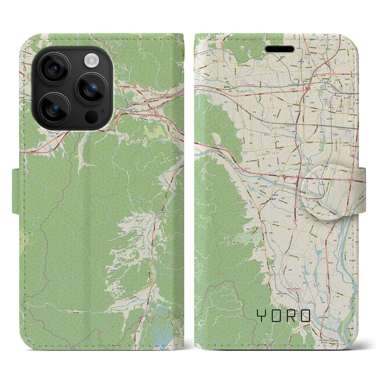 【養老(岐阜県)】地図柄iPhoneケース(手帳タイプ)ナチュラル・iPhone 16 用