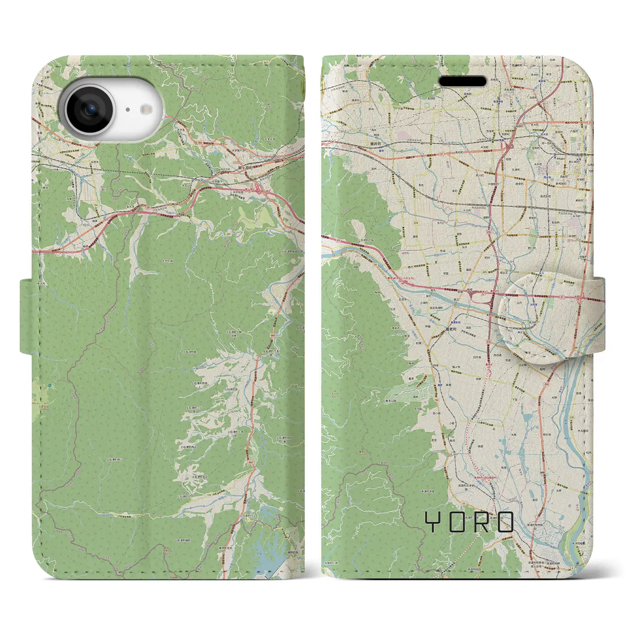 【養老(岐阜県)】地図柄iPhoneケース(手帳タイプ)