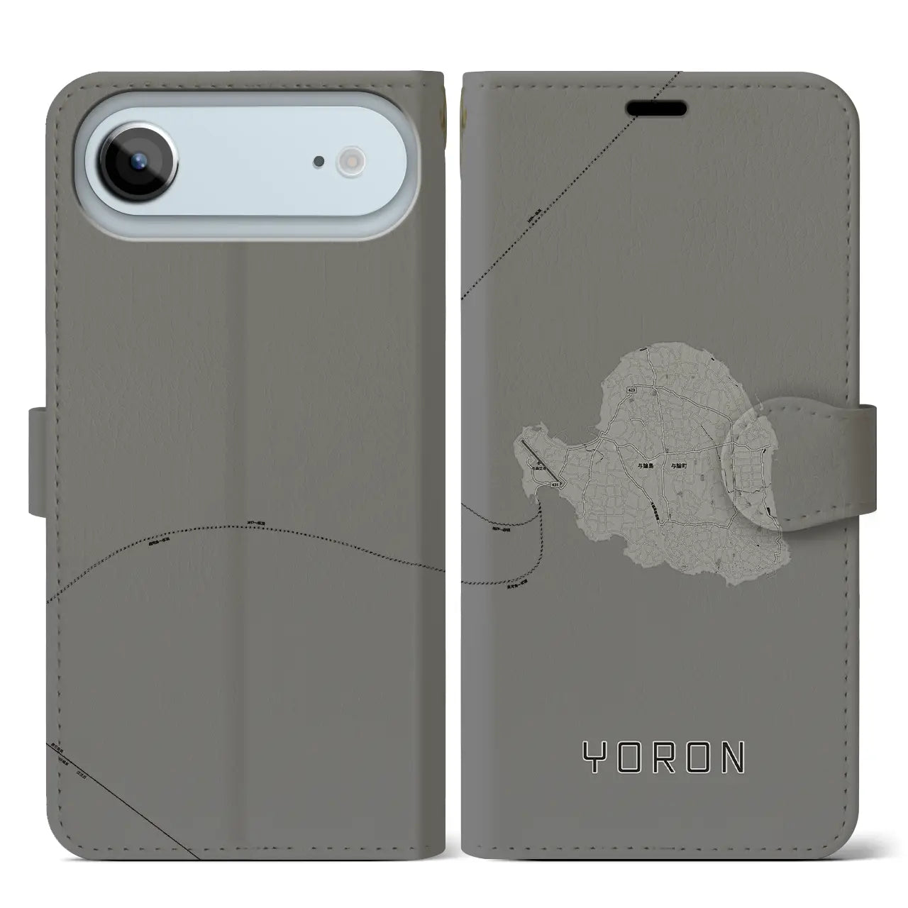 【与論(鹿児島県)】地図柄iPhoneケース(手帳タイプ)