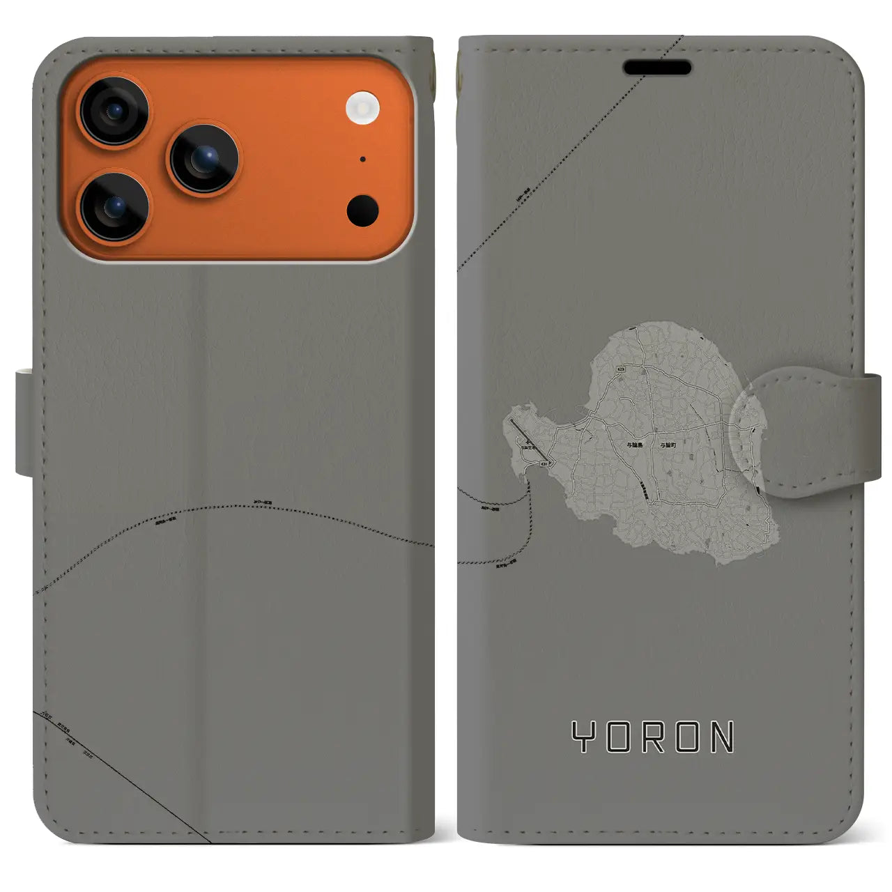 【与論(鹿児島県)】地図柄iPhoneケース(手帳タイプ)