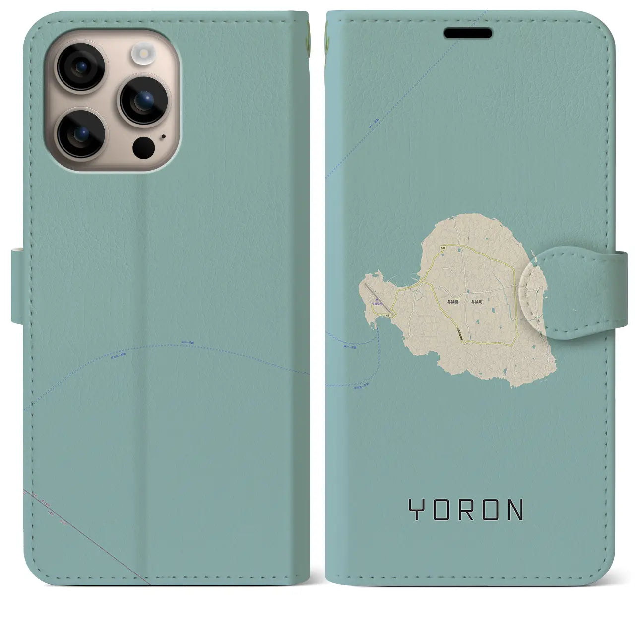 【与論(鹿児島県)】地図柄iPhoneケース(手帳タイプ)ナチュラル・iPhone 16 Plus 用
