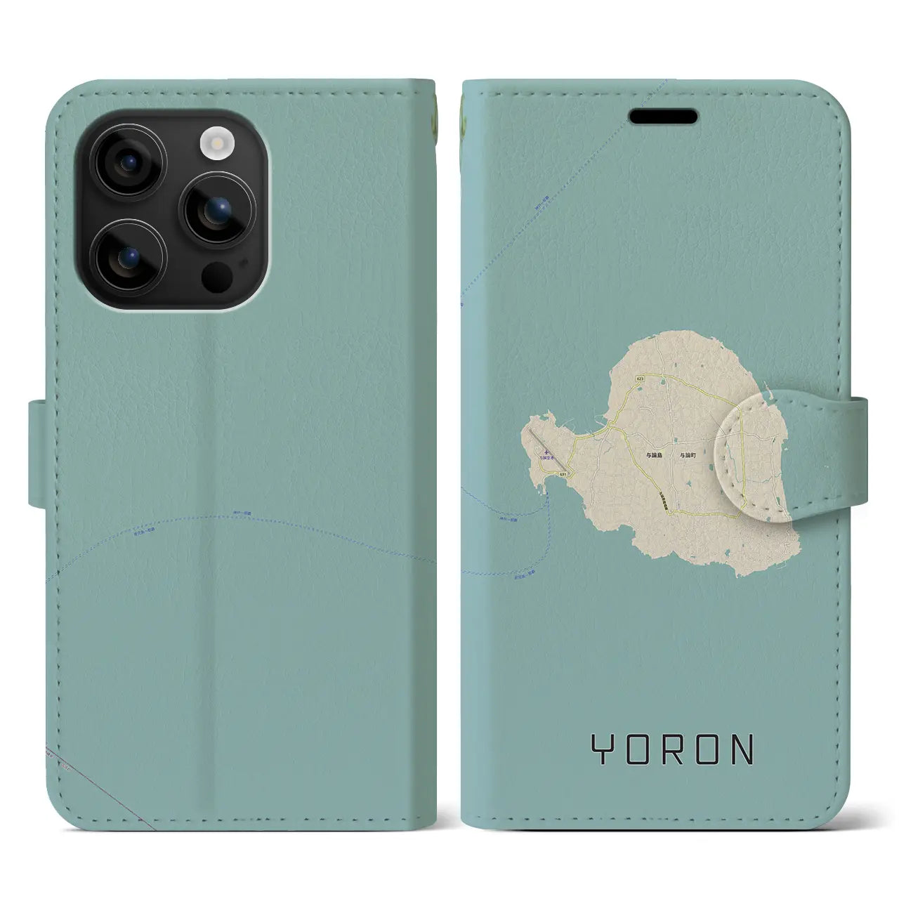 【与論(鹿児島県)】地図柄iPhoneケース(手帳タイプ)ナチュラル・iPhone 16 用