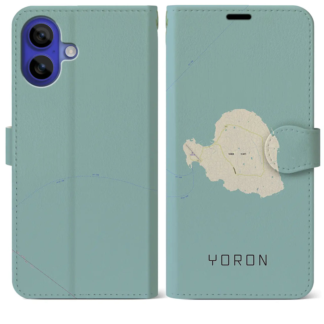 【与論(鹿児島県)】地図柄iPhoneケース(手帳タイプ)ナチュラル・iPhone 16 Pro Max 用