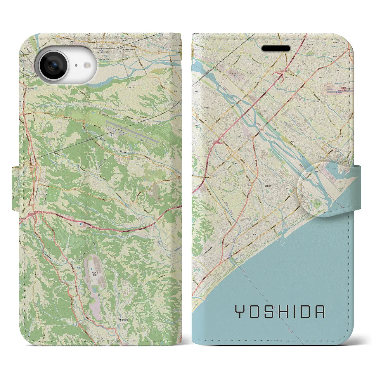 【吉田(静岡県)】地図柄iPhoneケース(手帳タイプ)