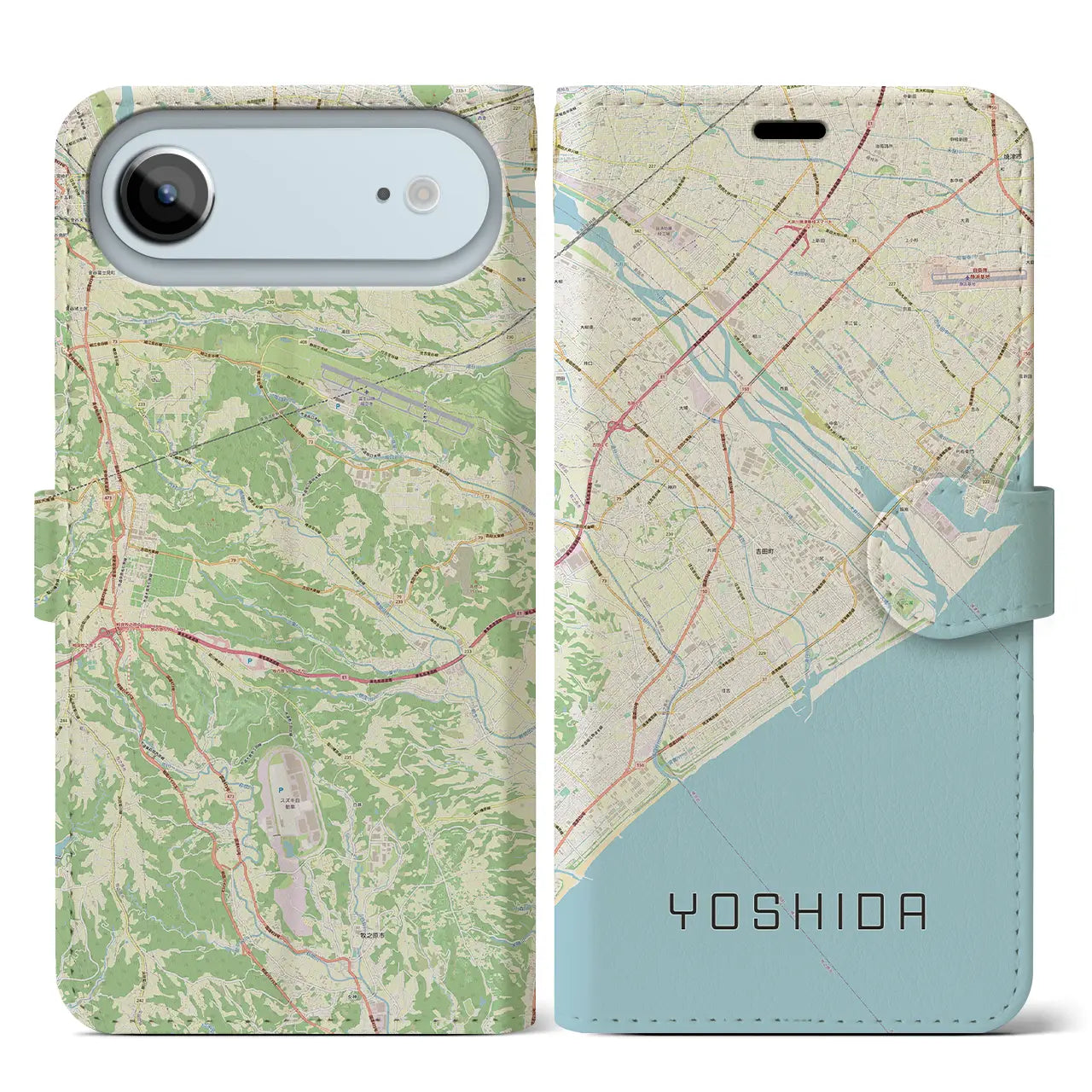 【吉田(静岡県)】地図柄iPhoneケース(手帳タイプ)