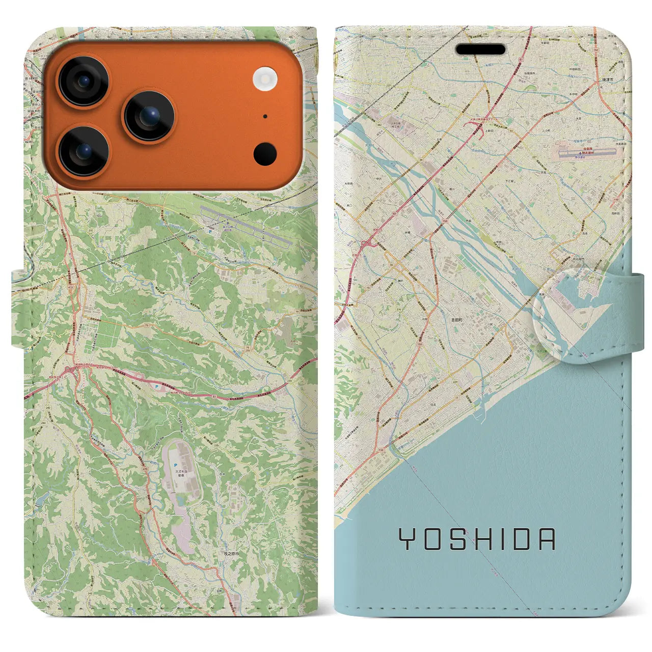 【吉田(静岡県)】地図柄iPhoneケース(手帳タイプ)