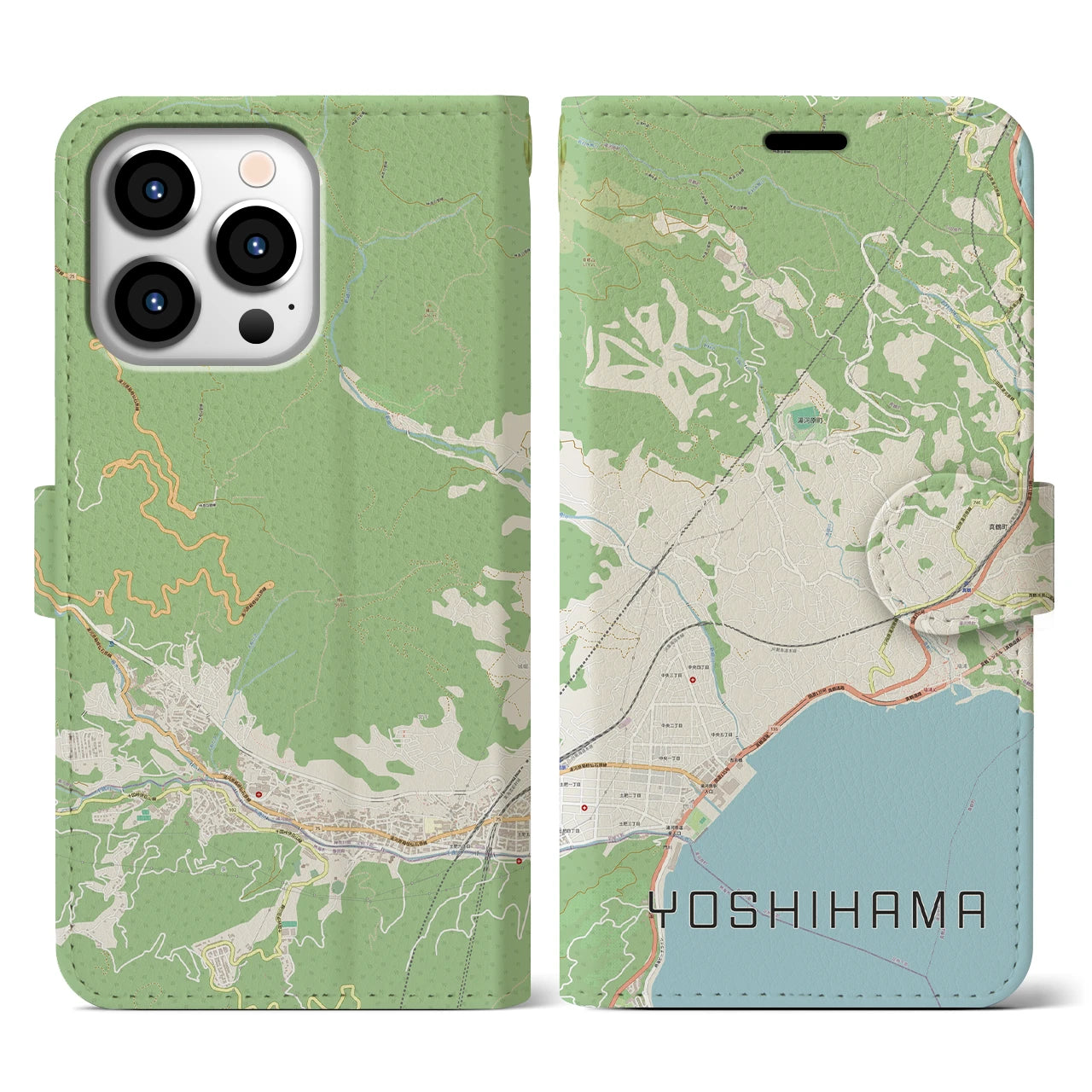 【吉浜(神奈川県)】地図柄iPhoneケース(手帳タイプ)ナチュラル・iPhone 13 Pro 用