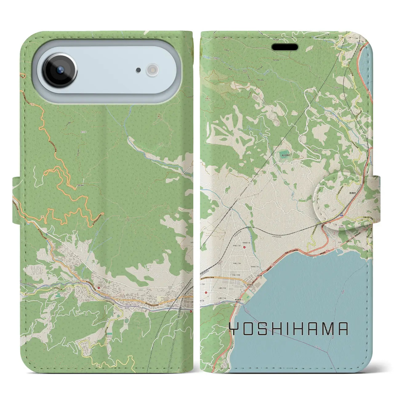 【吉浜(神奈川県)】地図柄iPhoneケース(手帳タイプ)ナチュラル・iPhone 17 Pro Max 用