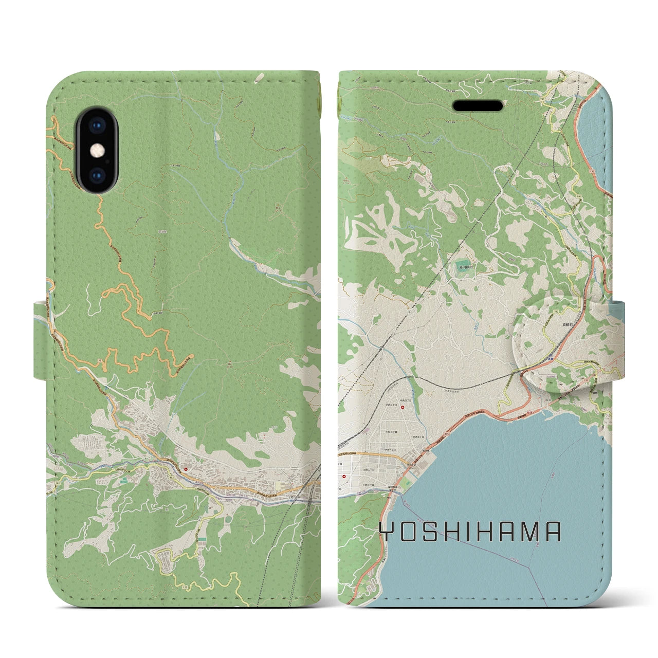 【吉浜(神奈川県)】地図柄iPhoneケース(手帳タイプ)ナチュラル・iPhone XS / X 用
