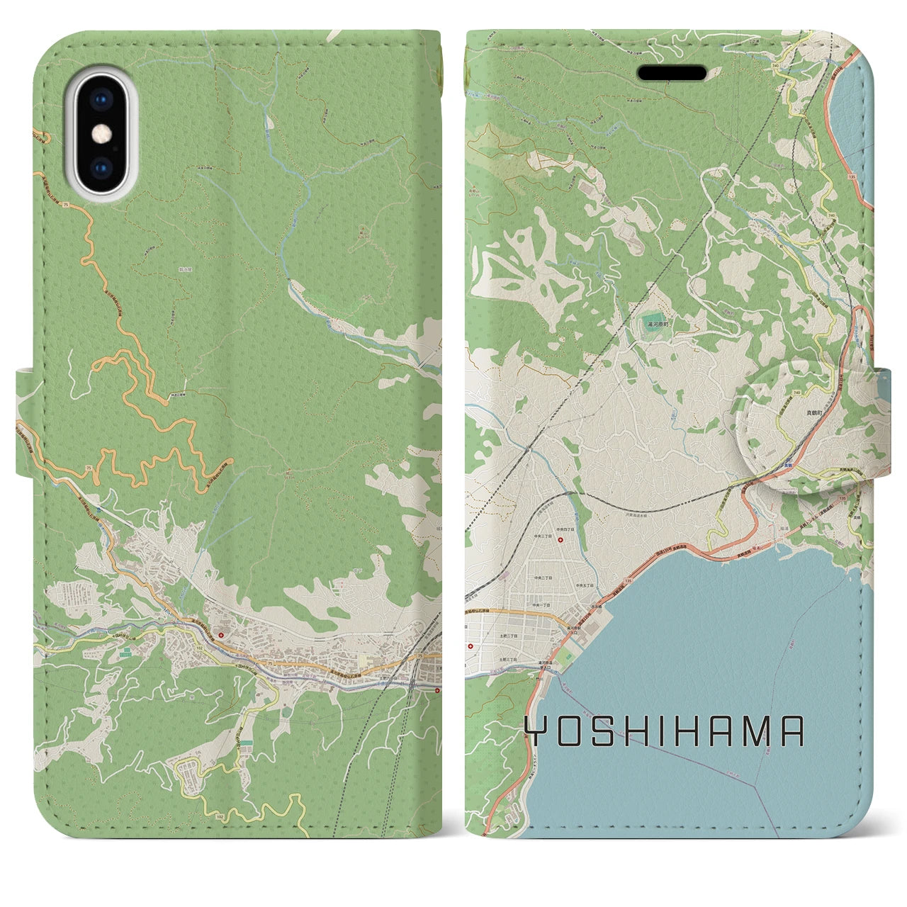 【吉浜(神奈川県)】地図柄iPhoneケース(手帳タイプ)ナチュラル・iPhone XS Max 用
