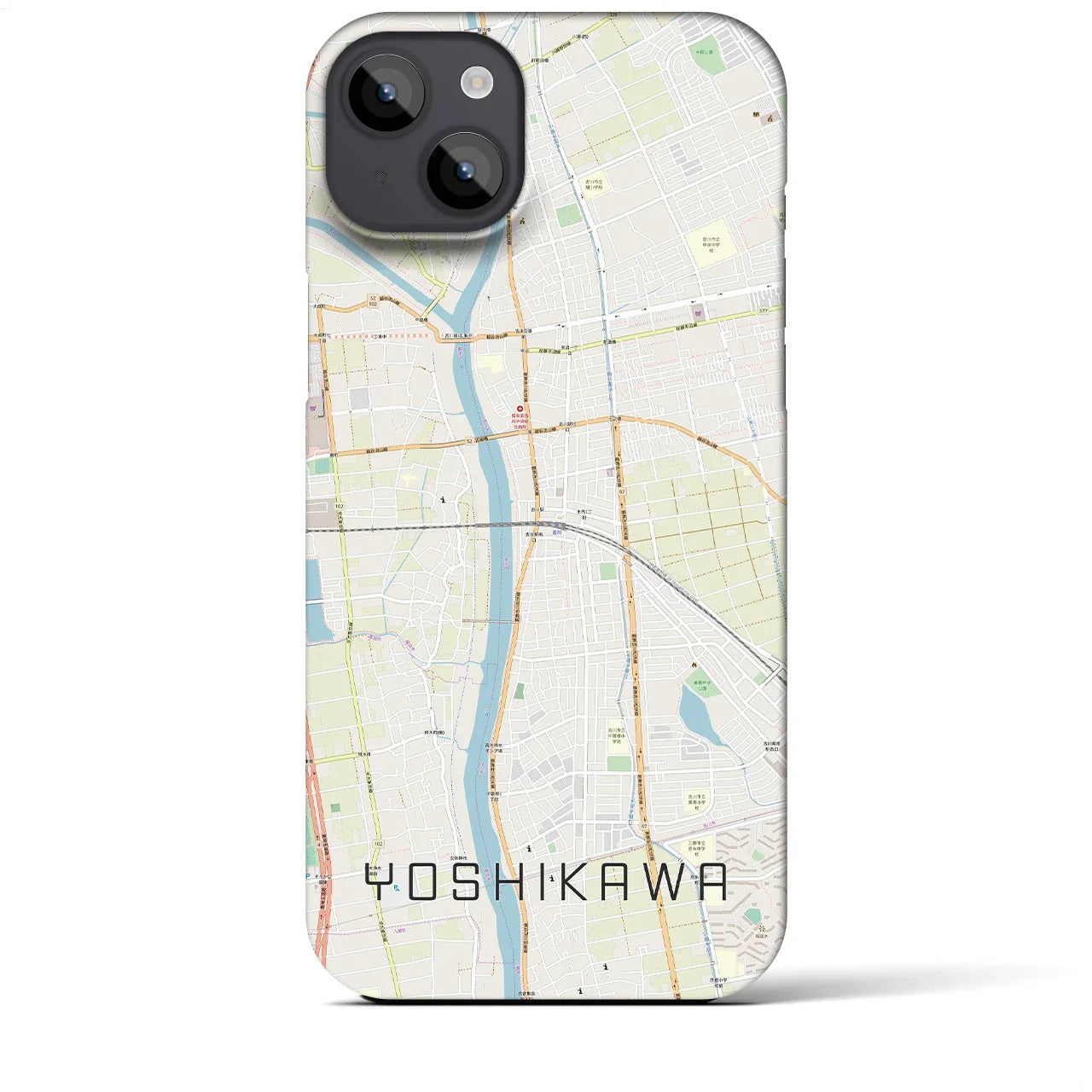【吉川(埼玉県)】地図柄iPhoneケース(バックカバータイプ)