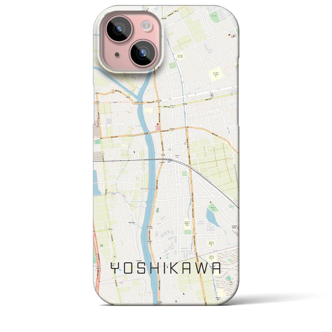 【吉川(埼玉県)】地図柄iPhoneケース(バックカバータイプ)