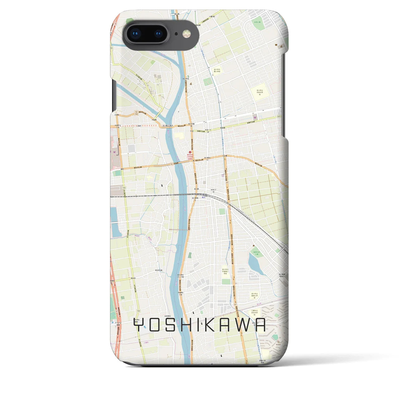 【吉川(埼玉県)】地図柄iPhoneケース(バックカバータイプ)