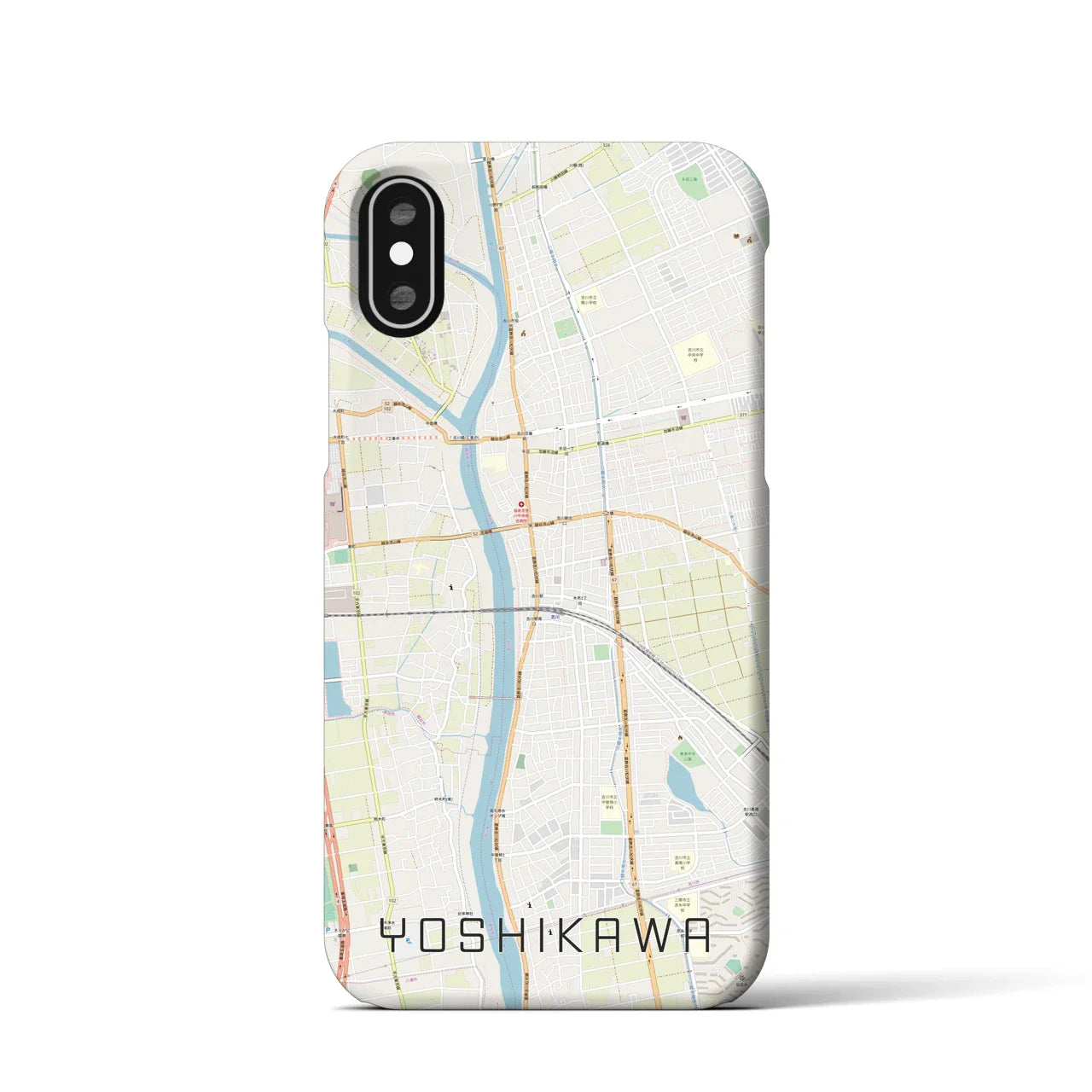 【吉川(埼玉県)】地図柄iPhoneケース(バックカバータイプ)