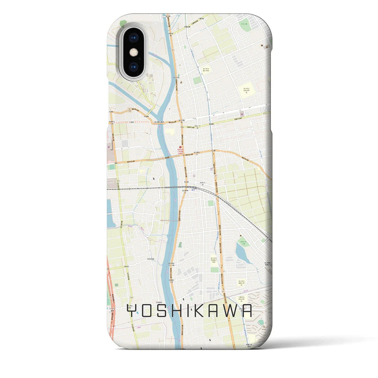 【吉川(埼玉県)】地図柄iPhoneケース(バックカバータイプ)