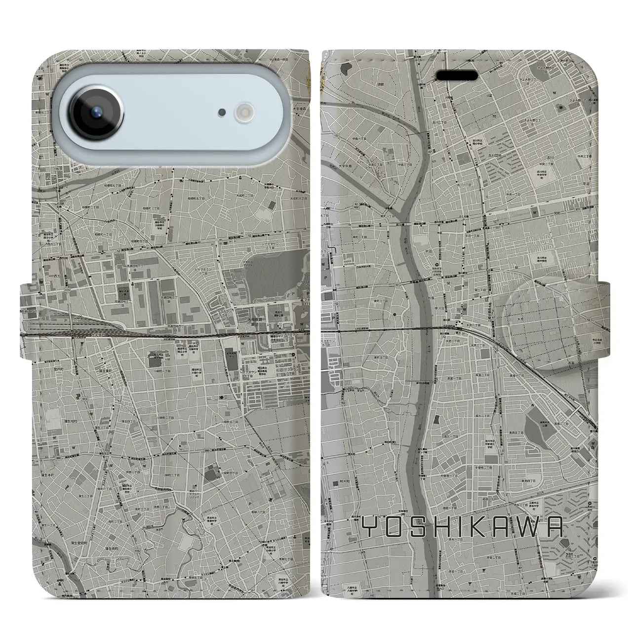 【吉川(埼玉県)】地図柄iPhoneケース(手帳タイプ)