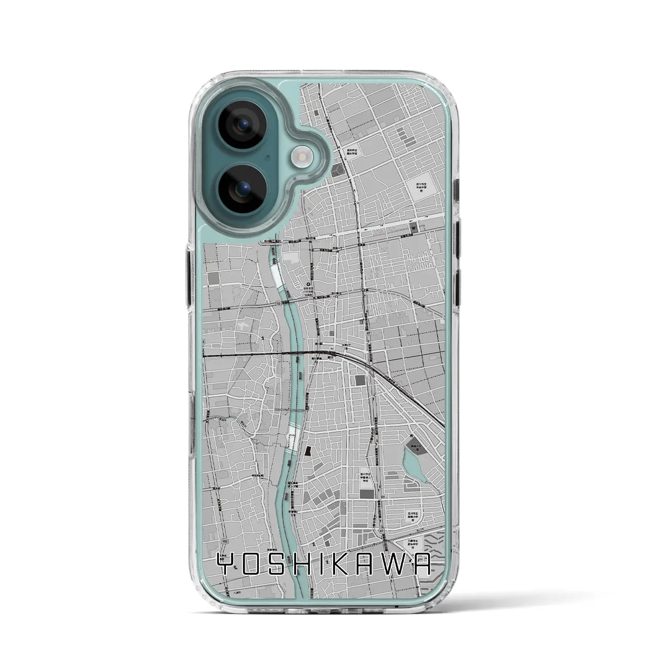【吉川(埼玉県)】地図柄iPhoneケース(MagSafeタイプ)モノトーン・iPhone 16 Pro 用