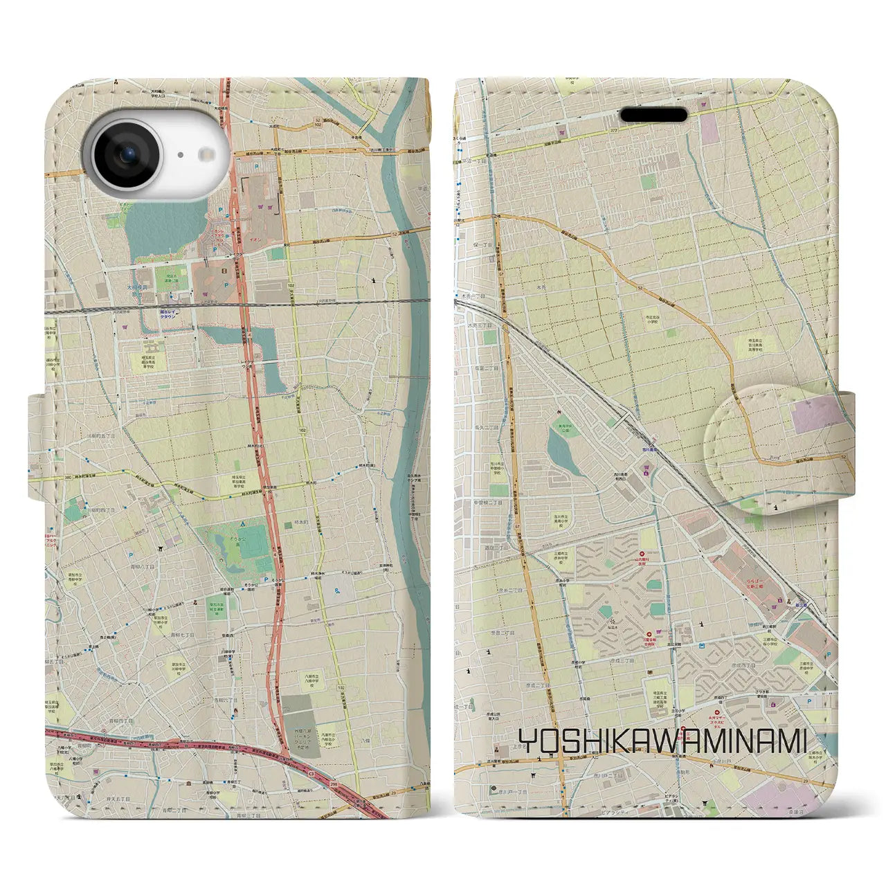 【吉川美南(埼玉県)】地図柄iPhoneケース(手帳タイプ)