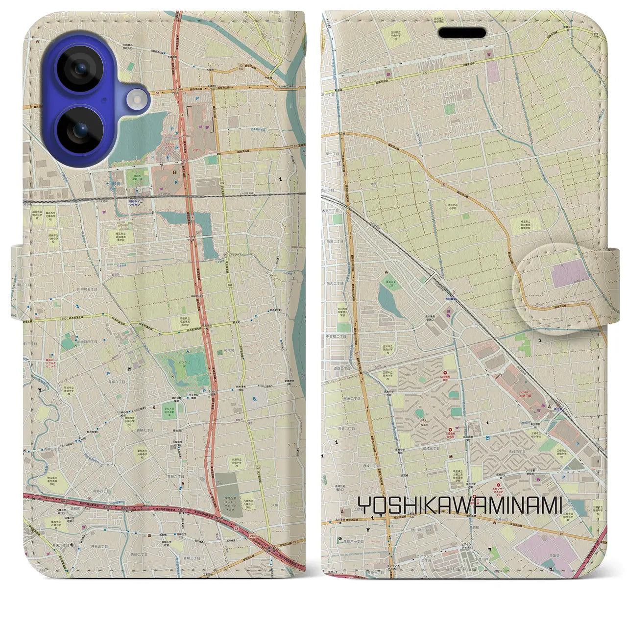 【吉川美南(埼玉県)】地図柄iPhoneケース(手帳タイプ)ナチュラル・iPhone 16 Pro Max 用