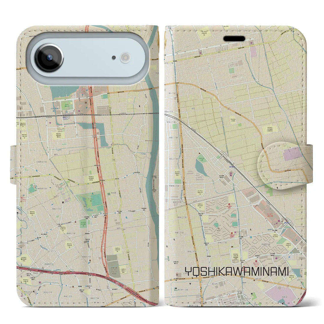 【吉川美南(埼玉県)】地図柄iPhoneケース(手帳タイプ)ナチュラル・iPhone 17 Pro Max 用