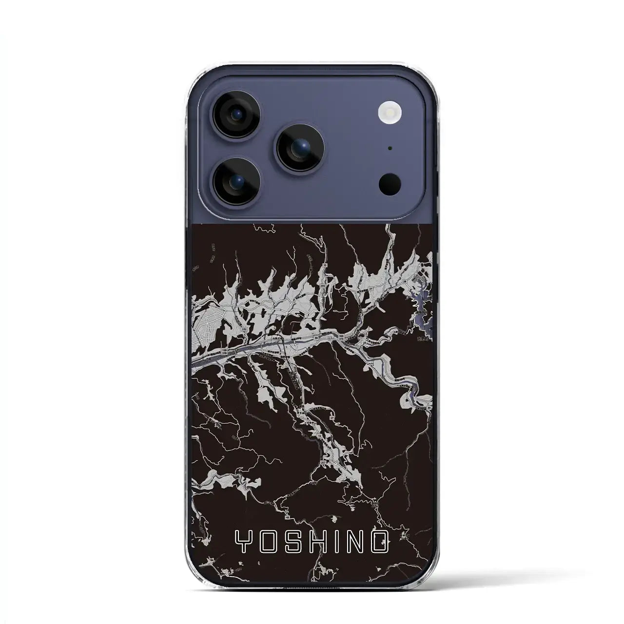 【吉野(奈良県)】地図柄iPhoneケース(クリアタイプ)モノトーン・iPhone 17 Pro Max 用